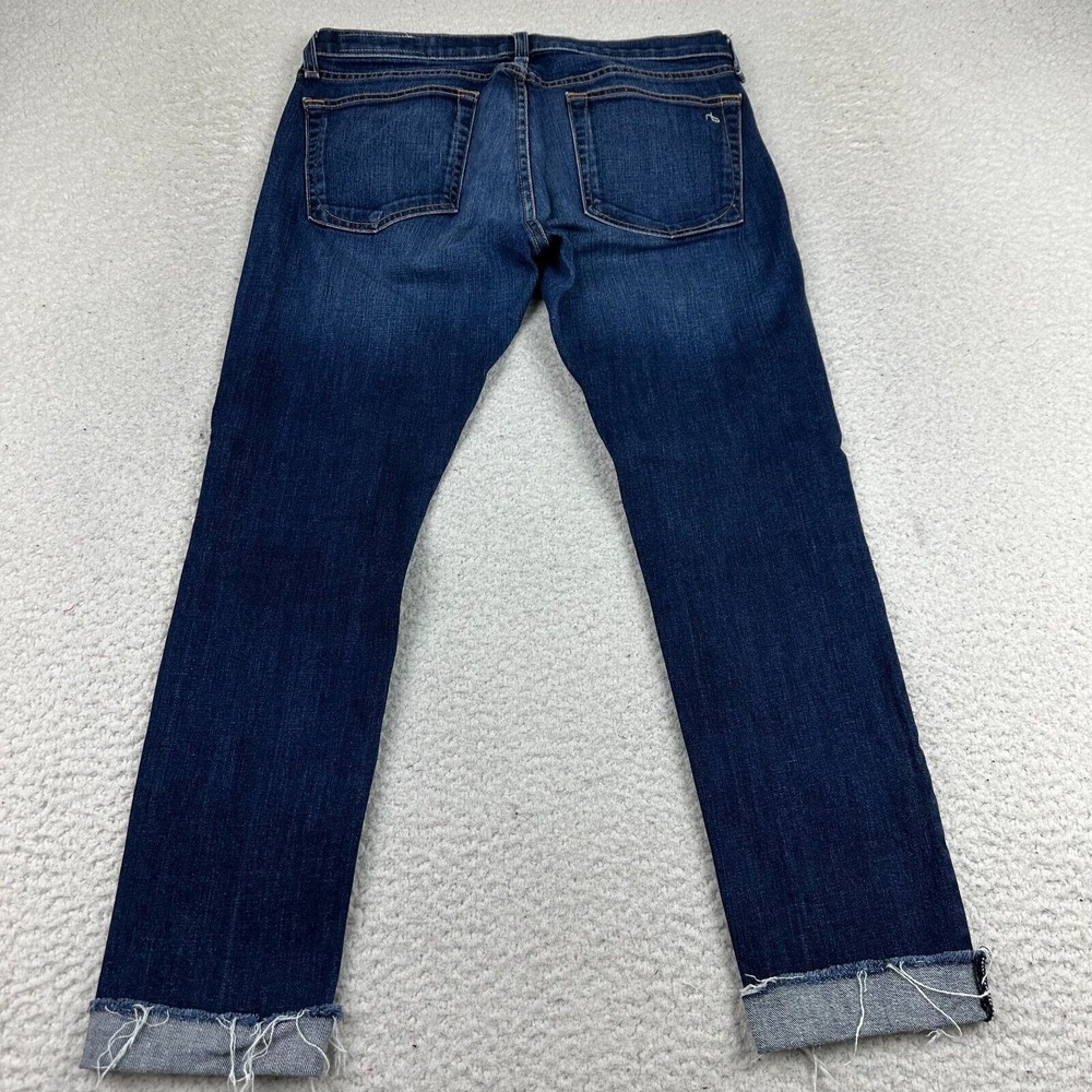 Rag & Bone Dre Jeans Womens‎ 27 Straight Leg Dark Wash Raw Hem Low Rise Blue - Picture 7 of 11